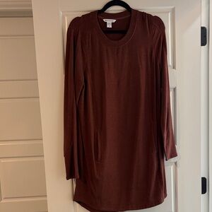 Athleta Rich Brown Long Sleeve Dress